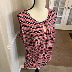 New York and Company red & navy polka dot print top Size XL